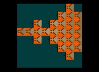 Visualisation tridimensionnelle de l'ensemble de Mandelbrot obtenue à partir d'un carré fractal -itération 1 à 3- 