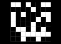 L'échiquier de Dieu ou les 64 premières 'décimales' -base 2- de 'pi' -le premier chiffre est le carré noir situé en bas et à gauche-' 