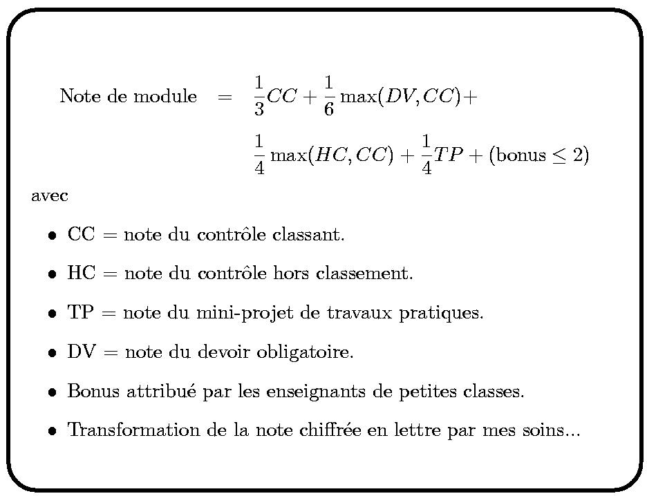 Formule de la note de module